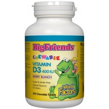 Big Friends Vitamin D3, 400 IU, 250 дъвчащи таблетки, Natural Factors -1