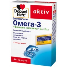 Doppelherz Aktiv Омега-3 + Фолиева киселина + В6 + В12, 60 капсули -1