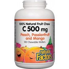 Vitamin C, 500 mg, тропически плодове, 90 дъвчащи таблетки, Natural Factors -1