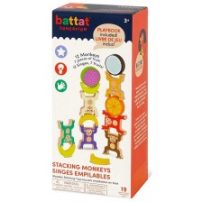 Игрален комплект Battat - Дървени цветни маймунки за подреждане