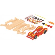 Игрален комплект Acool Toy - Направи си сам дървен състезателен автомобил -1