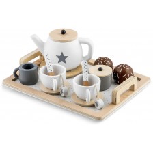 Игрален комплект Ginger Home - Дървен сет за чай, бяло-сив -1
