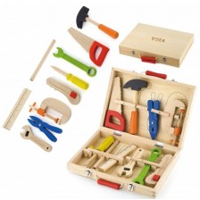 Игрален комплект Viga - Куфар с дървени инструменти