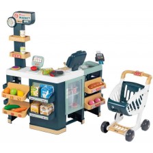 Игрален комплект Smoby - Супермаркет, с аксесоари и количка за пазаруване -1