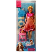 Игрален комплект Raya Toys - Бременна кукла Fashion Girl, с момиченце, асортимент -1