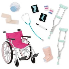 Игрален комплект Battat Our Generation - Инвалидна количка и аксесоари за кукла -1