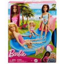 Игрален комплект Mattel Barbie - Барби с басейн и водна пързалка -1