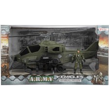 Игрален комплект Toi Toys - Боен хеликоптер с войник -1