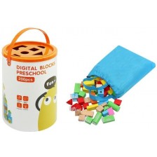 Игрален комплект Kruzzel - Цветни дървени блокове в кутия-сортер