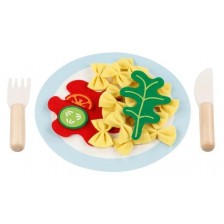 Игрален комплект Goki - Паста с чиния и прибори за хранене -1