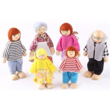 Игрален комплект Smart Baby - Семейство дървени кукли, 6 броя