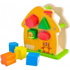 Игрален комплект Acool Toy - Дървена къщичка с животни, сортер -1