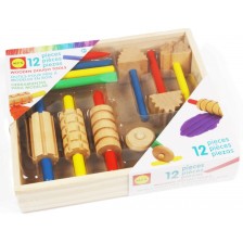 Игрален комплект Smart Baby - Дървени инструменти за пластилин, 12 части