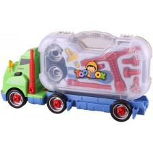 Игрален комплект Raya Toys - Камион-куфар с инструменти, зелен -1