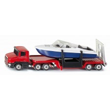 Метална играчка Siku Super - Камион с ремарке и лодка -1