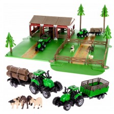 Игрален комплект Kruzzel - Ферма с животни и 2 селскостопански коли -1