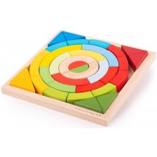 Игрален комплект Bigjigs - Цветни сензорни арки и триъгълници -1
