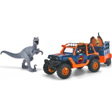 Игрален комплект Dickie Toys - Джип с ремарке и динозавър