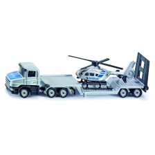 Метална играчка Siku Super - Камион с ремарке и полицейски хеликоптер, 1:87