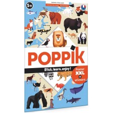 Игрален комплект Poppik - Животните по света, плакат със стикери -1
