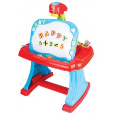 Игрален комплект Baby Mix - Двустранна дъска за рисуване със столче и аксесоари, 93 части