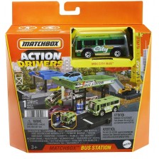Игрален комплект Matchbox - Action Drivers, Автобусна спирка -1