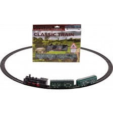 Игрален комплект Classic Train - Парен локомотив с релси, 13 части