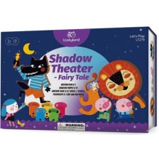 Игрален комплект Tooky Toy - Театър със сенки и фенерче, Приказен свят