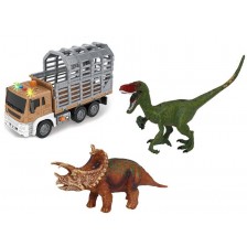Игрален комплект Raya Toys - Камион с динозаври, с музика и светлини, 1:16 -1