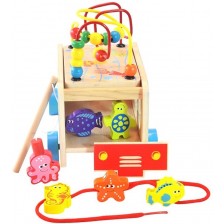 Игрален комплект Acool Toy - Автобус с морски животни, лабиринт, сортер, игра за нанизване -1