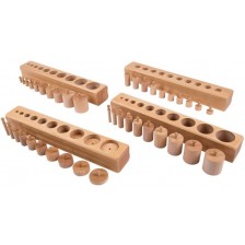 Игрален комплект Smart Baby - Монтесори дървени цилиндри с дръжка, 40 броя -1