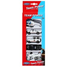 Игрален комплект Welly Team Power - Полиция, 5 части