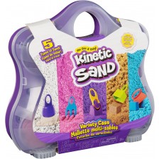 Игрален комплект Kinetic Sand - Куфарче с 5 вида пясък -1