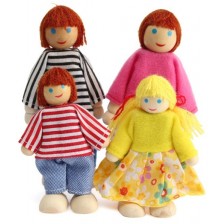 Игрален комплект Smart Baby - Семейство дървени кукли, 4 броя -1