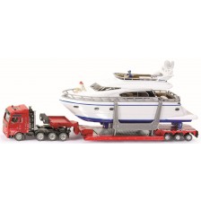 Метална играчка Siku Super - Камион с ремарке и яхта, 1:87 -1