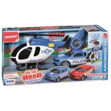 Игрален комплект RS Toys - Хеликоптер и полицейска кола, със звуци и светлини