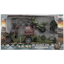 Игрален комплект Toi Toys - Бъги, мотоциклет и джет с войник