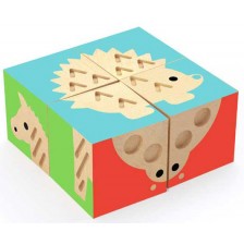 Игрален комплект Djeco - Тактилни кубчета с животни -1