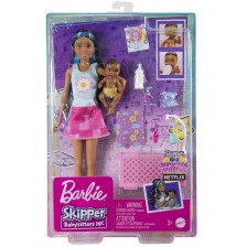 Игрален комплект Barbie Skipper - Барби детегледачка със сини кичури