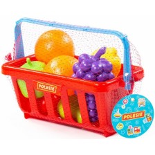 Игрален комплект Polesie - Пазарска кошница с плодове, 8 броя -1
