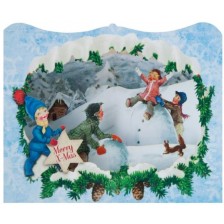 Картичка Gespaensterwald 3D Merry Christmas, игри в снега -1