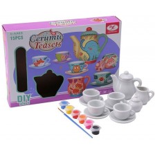 Керамичен сервиз за чай за оцветяване Ntoys, 15 части