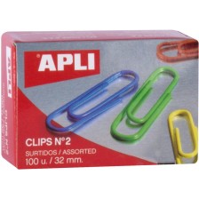 Кламери Apli - микс цветове, 32 mm, 100 броя