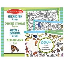 Книжка със стикери Melissa & Doug - Намери и оцвети, животни