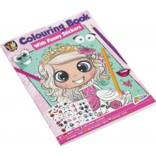 Книжка за оцветяване Grafix Colouring - А4, със стикери, за момиче	