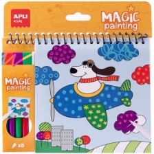Книжка за оцветяване Apli Kids - с 5 магически маркера -1