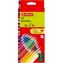 Комплект цветни триъгълни моливи Herlitz - 24 броя  -1