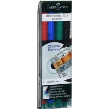Комплект перманентни тънкописци Faber-Castell Multimark - 4 цвята, S -1