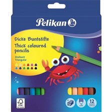 Комплект цветни триъгълни моливи Pelikan – Jumbo, 12 цвята -1