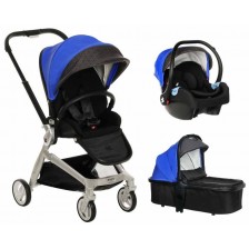 Кожена бебешка количка 3 в 1 Zizito - Harmony Lux, синя -1